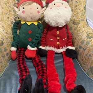 Festive Santa and Elf Plush Dolls